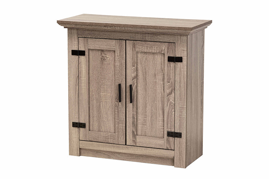 Baxton Studio Bruce Modern Contemporary Farmhouse Oak Brown Finished Wood 2-Door Shoe Storage Cabinet