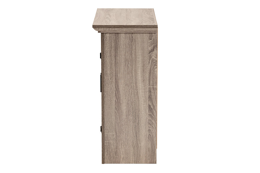 Baxton Studio Bruce Modern Contemporary Farmhouse Oak Brown Finished Wood 2-Door Shoe Storage Cabinet