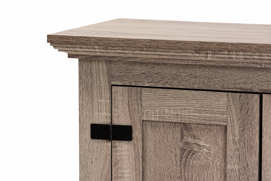 Baxton Studio Bruce Modern Contemporary Farmhouse Oak Brown Finished Wood 2-Door Shoe Storage Cabinet