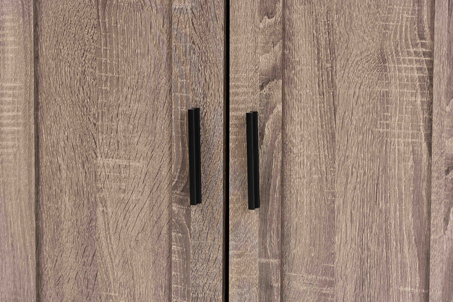 Baxton Studio Bruce Modern Contemporary Farmhouse Oak Brown Finished Wood 2-Door Shoe Storage Cabinet