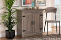 Baxton Studio Bruce Modern Contemporary Farmhouse Oak Brown Finished Wood 2-Door Shoe Storage Cabinet