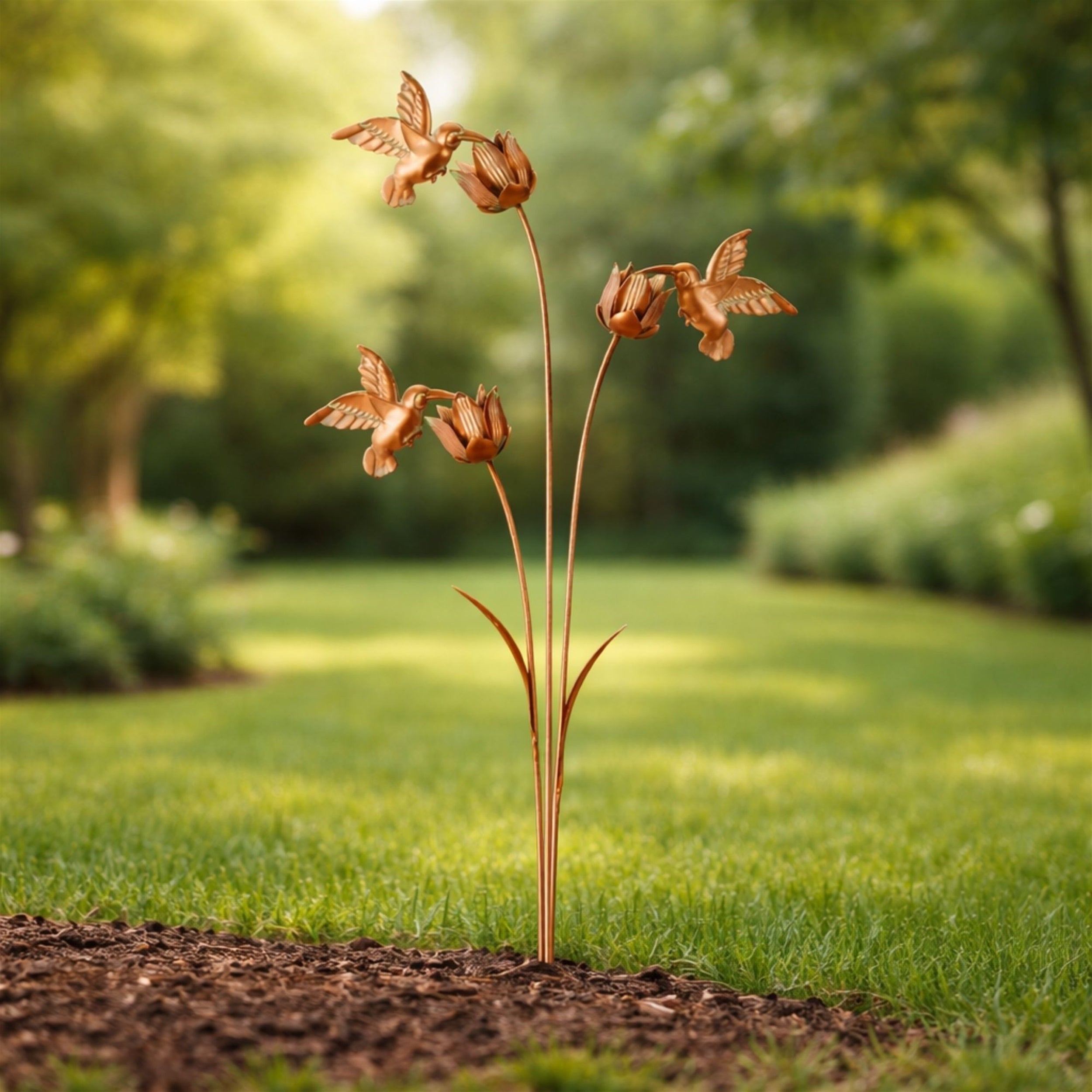 Iron Hummingbird Garden Stake 27.5"H