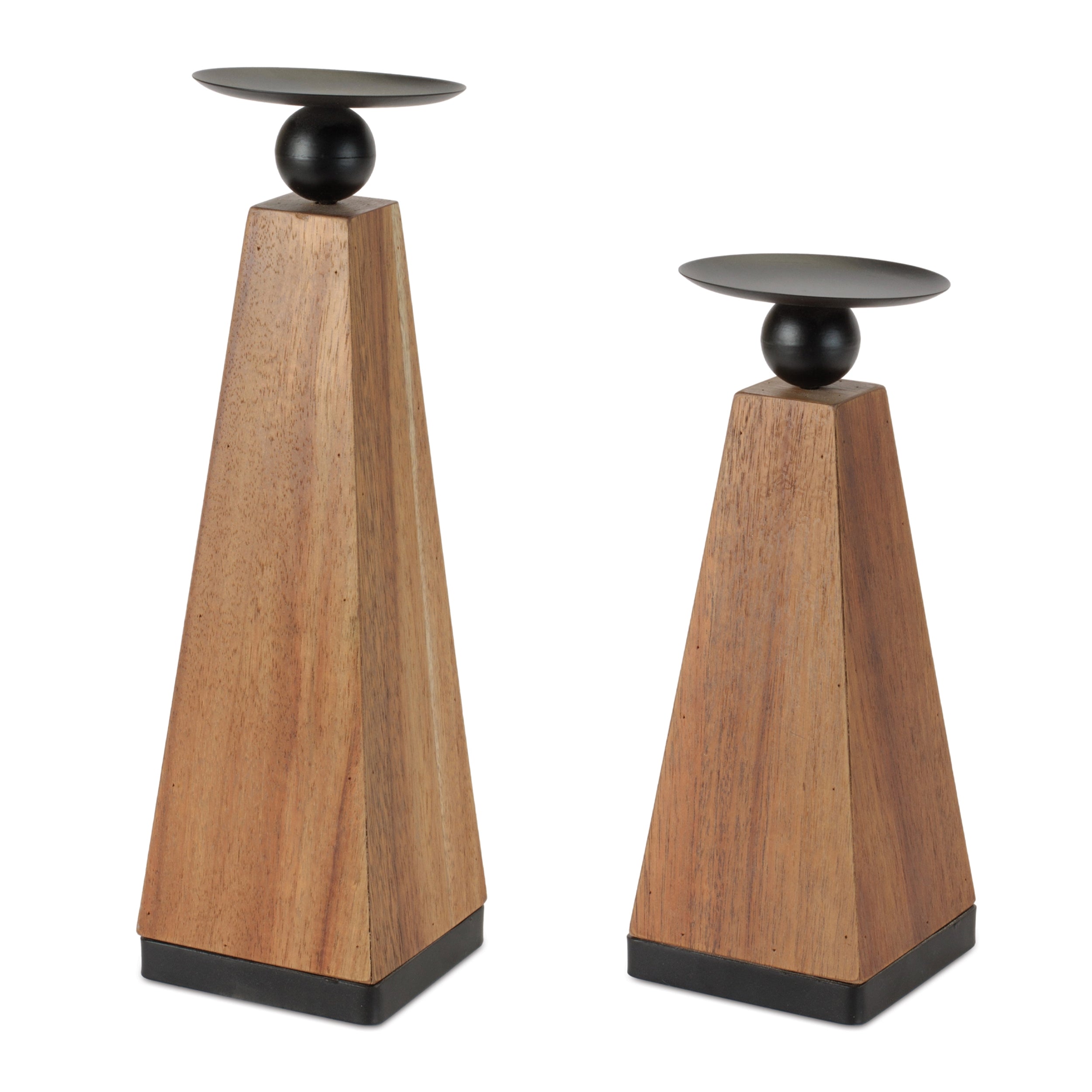 Tapered Wood Candle Holder (Set of 2)