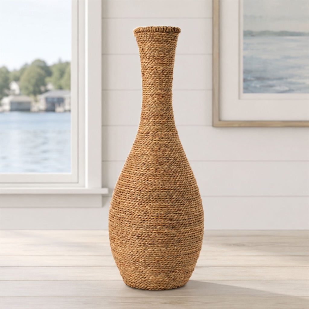 Woven Seagrass Floor Vase 27"H