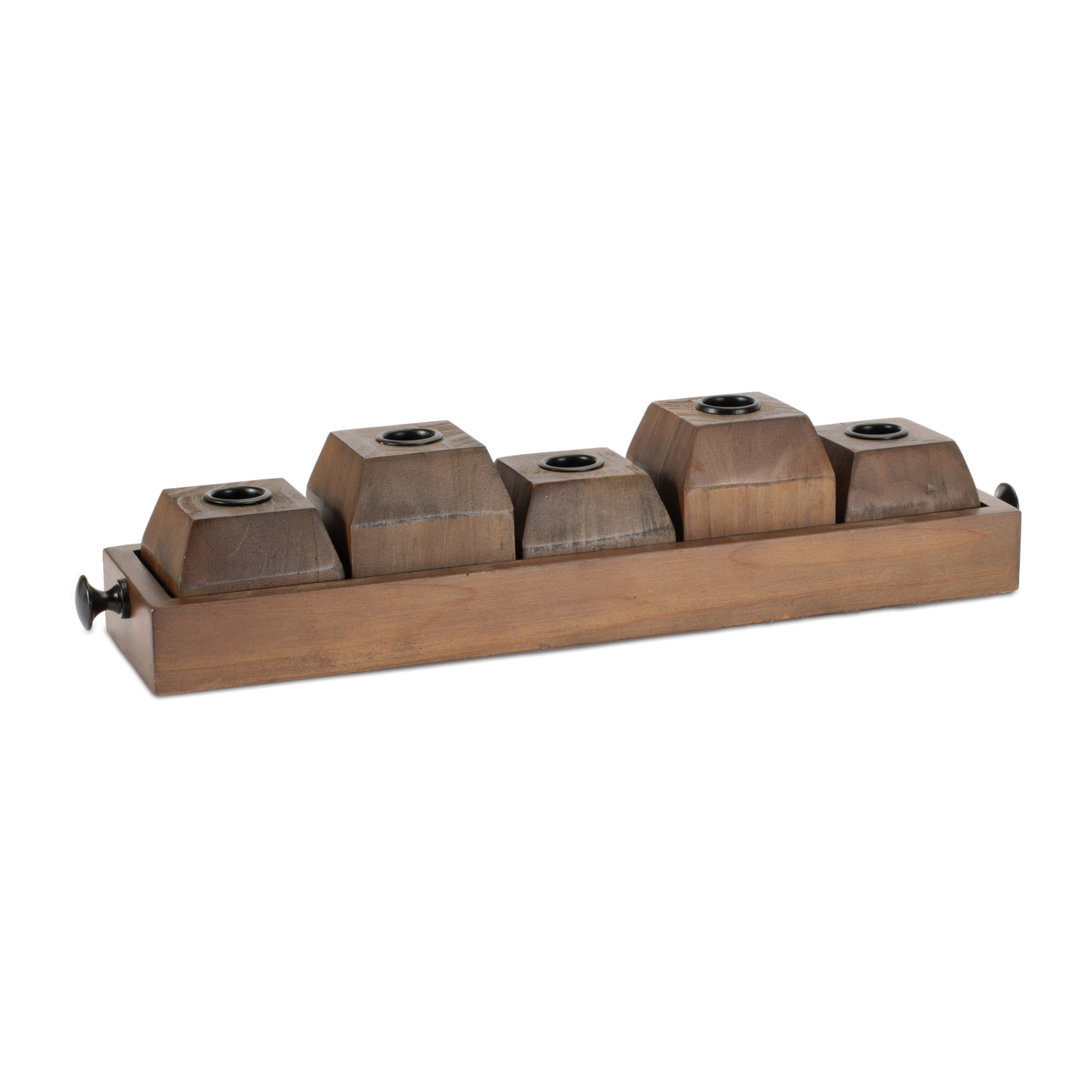 Wooden Drawer Taper Candle Holders 18"L