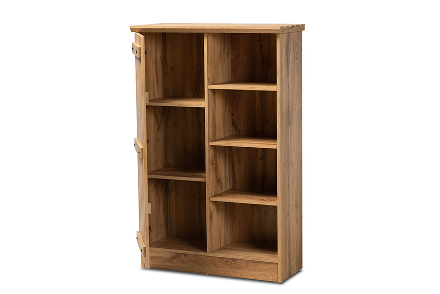 Baxton Studio Eren Modern and Contemporary Farmhouse Natural Oak Brown Finished Wood 1-Door Shoe Cabinet