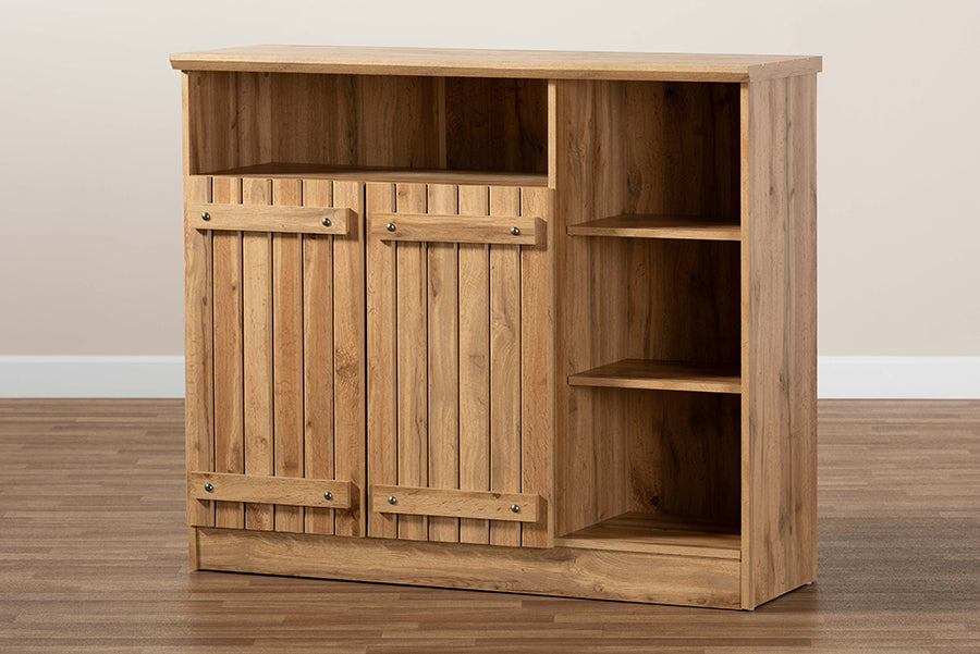 Baxton Studio Eren Modern and Contemporary Farmhouse Natural Oak Brown Finished Wood 2-Door Dining Room Sideboard Buffet