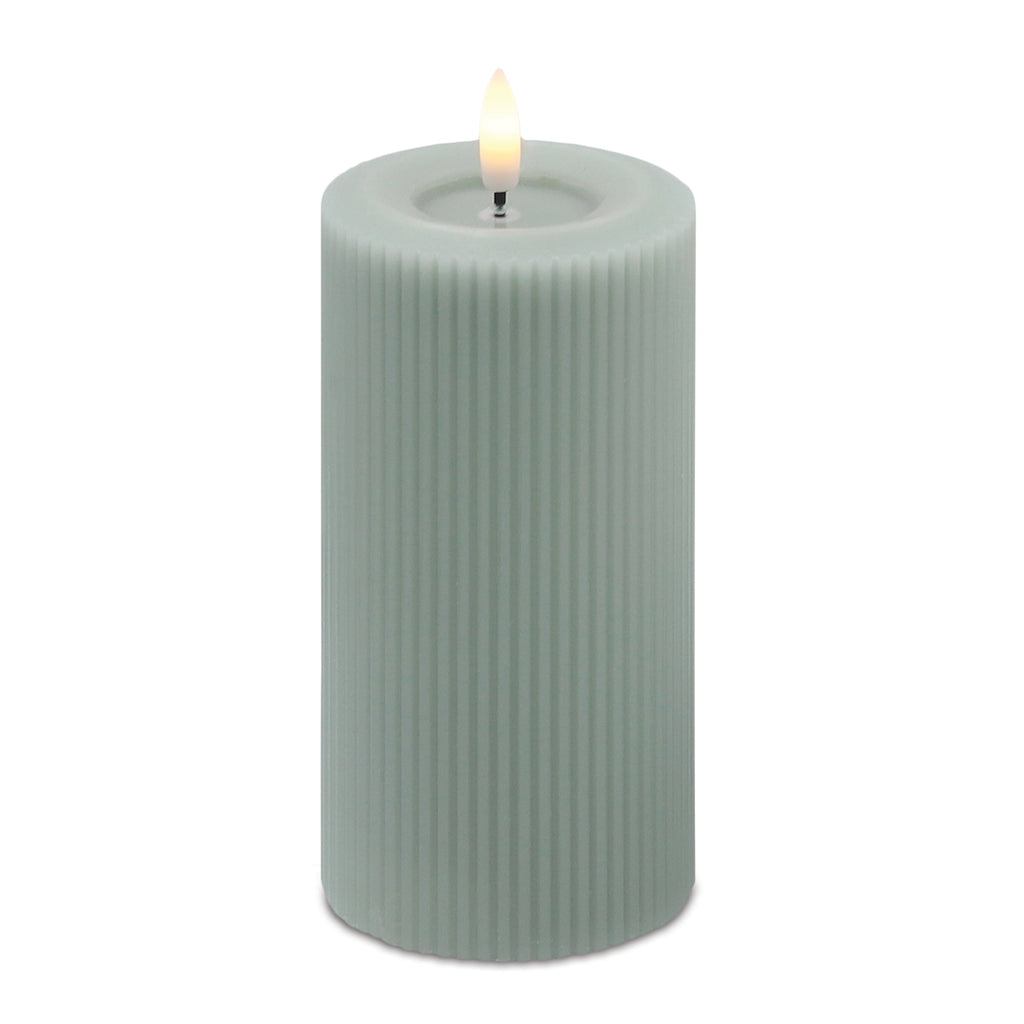FIA Wick Sage Ribbed Pillar Candle (Set of 2)