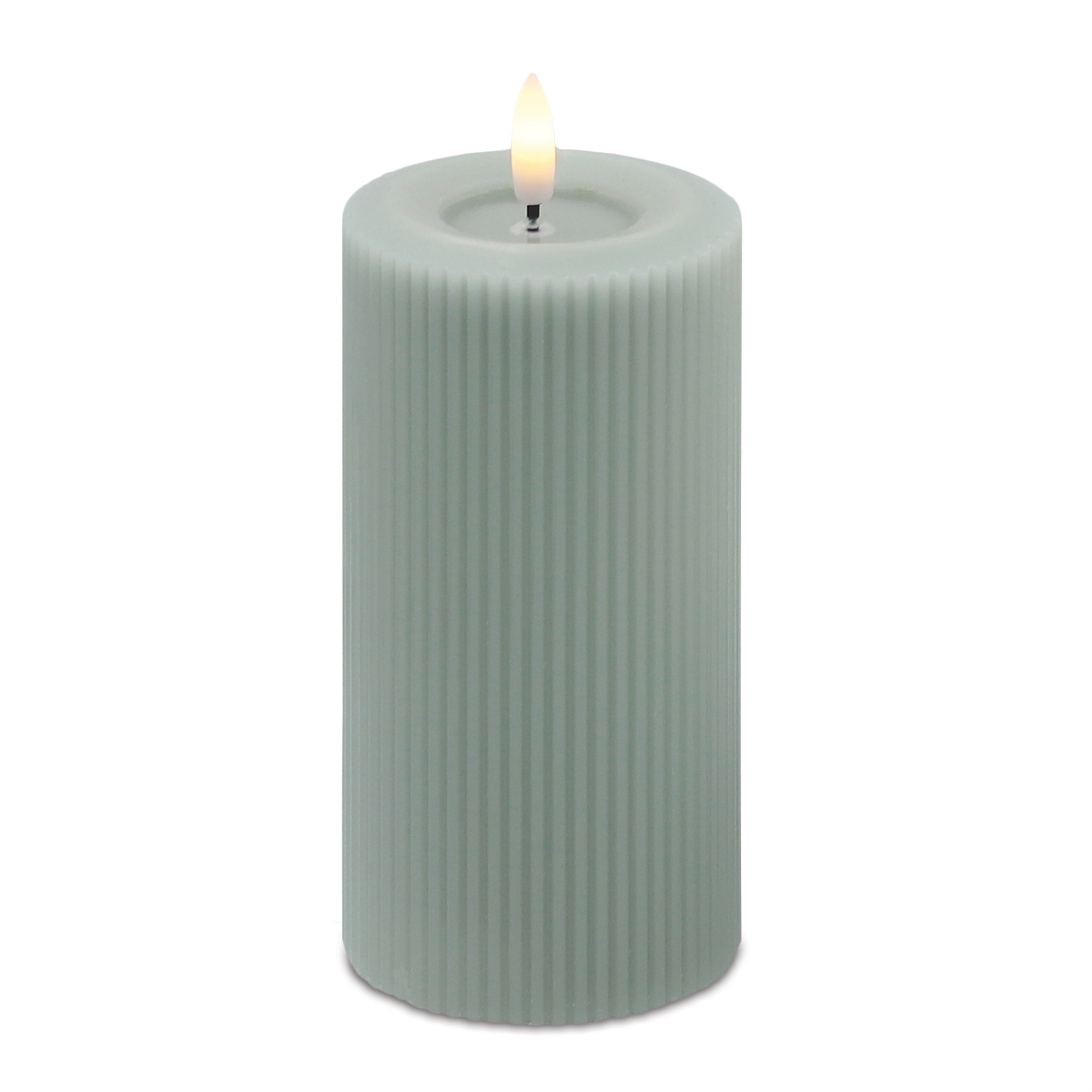 FIA Wick Sage Ribbed Pillar Candle (Set of 2)