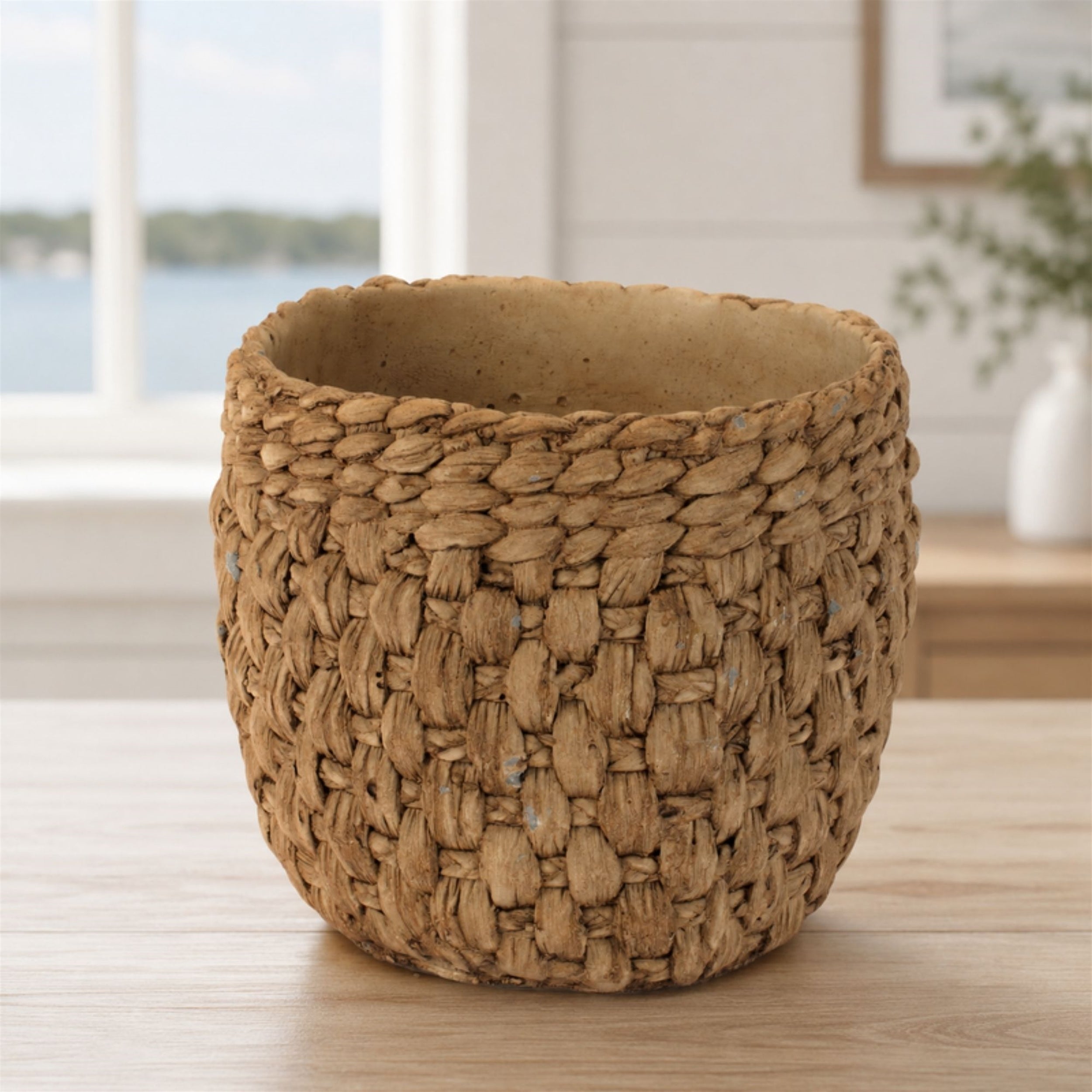 Woven Texture Cement Planter 7"D