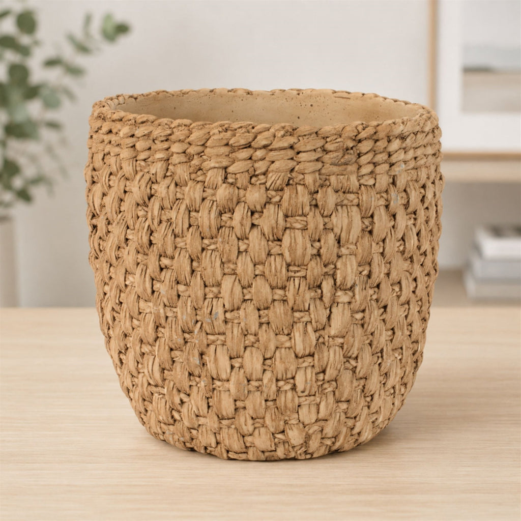Woven Texture Cement Planter 10.5"D