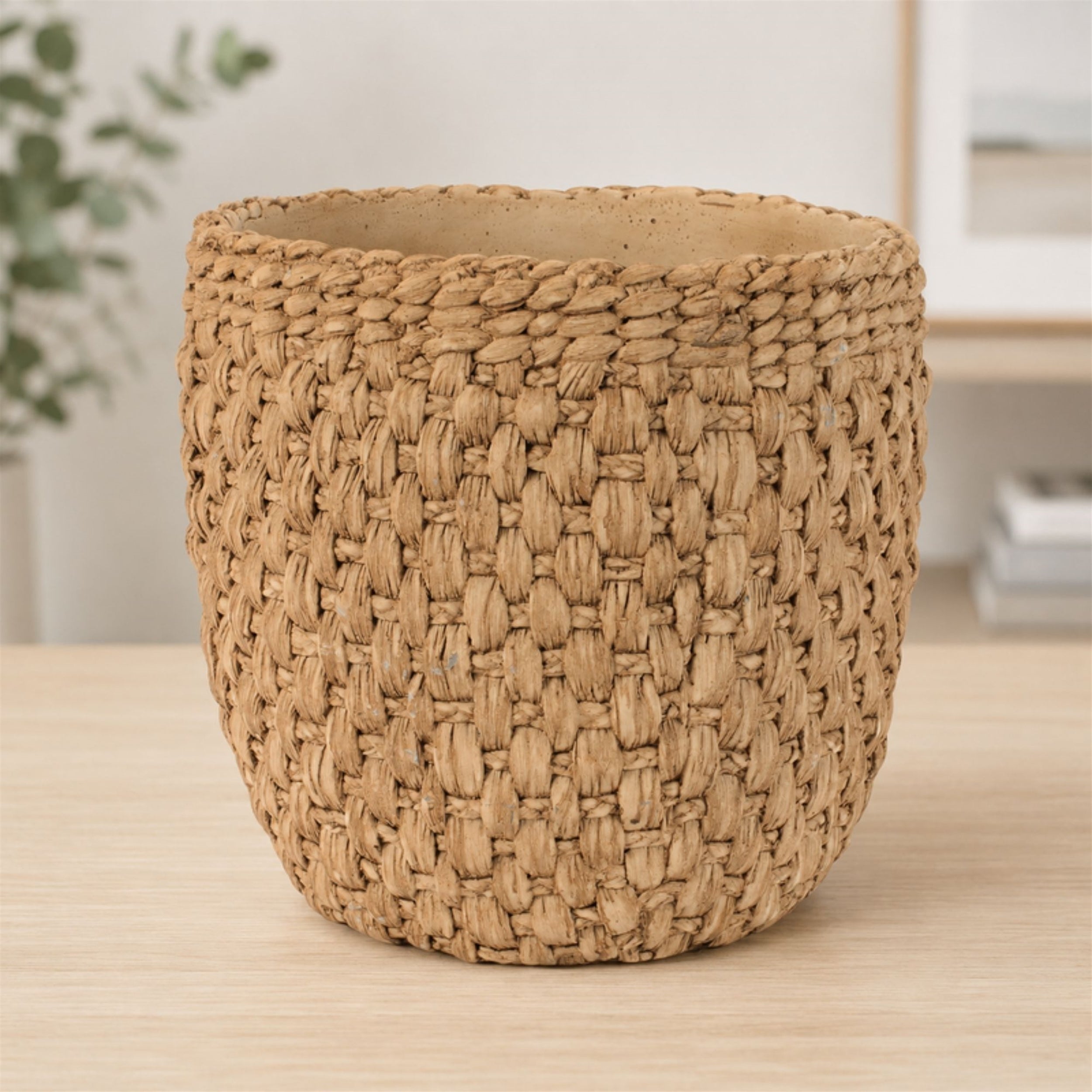 Woven Texture Cement Planter 10.5"D