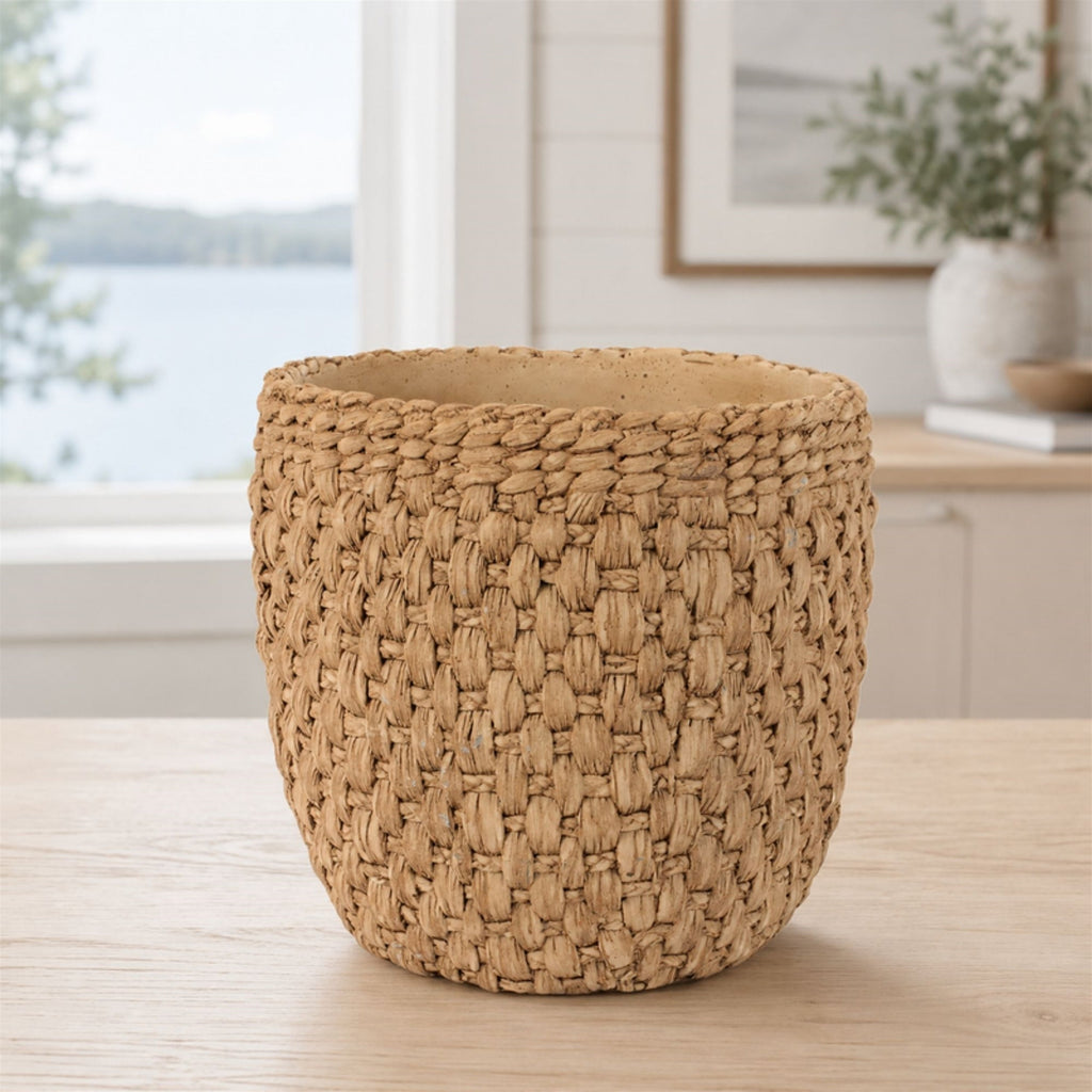 Woven Texture Cement Planter 10.5"D