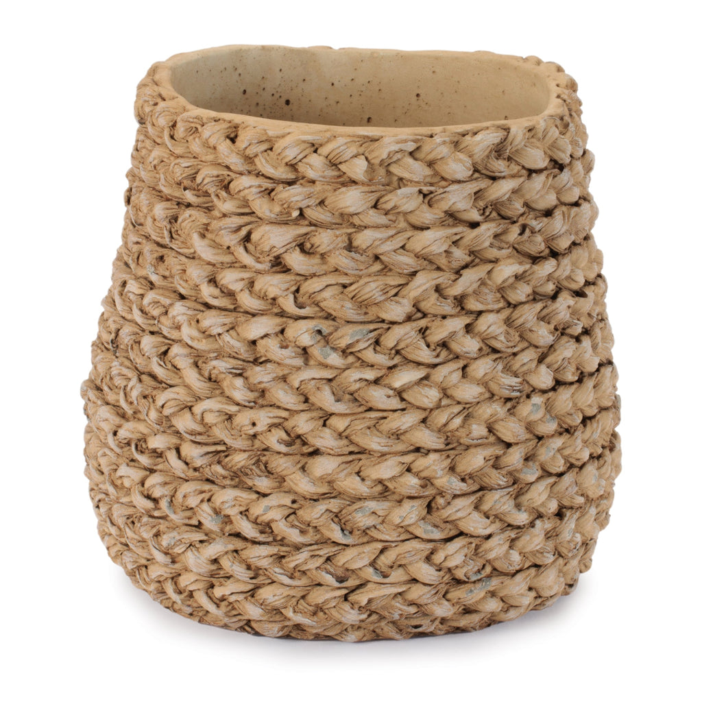 Braided Weave Cement Vase 7"D