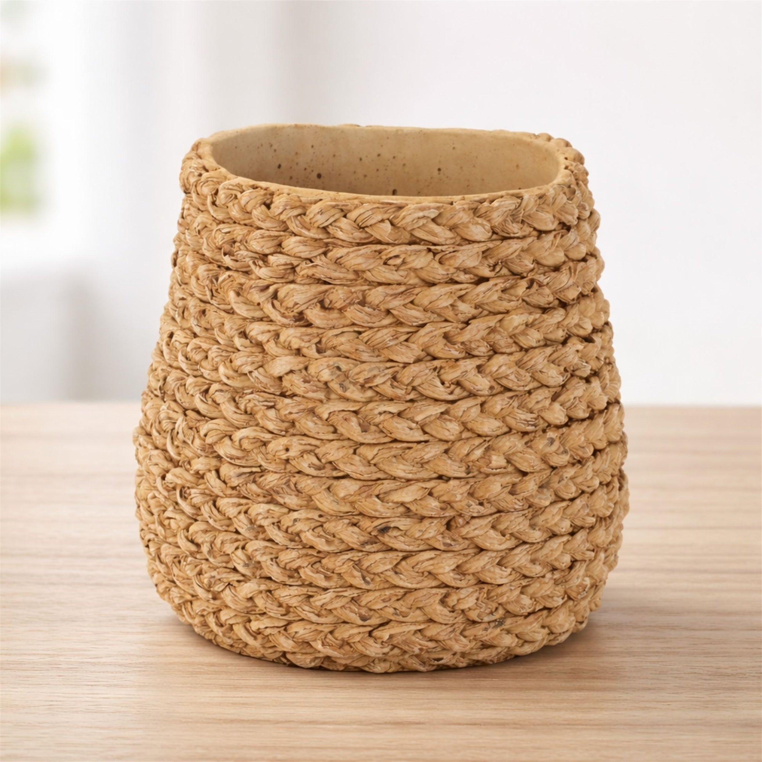 Braided Weave Cement Vase 7"D