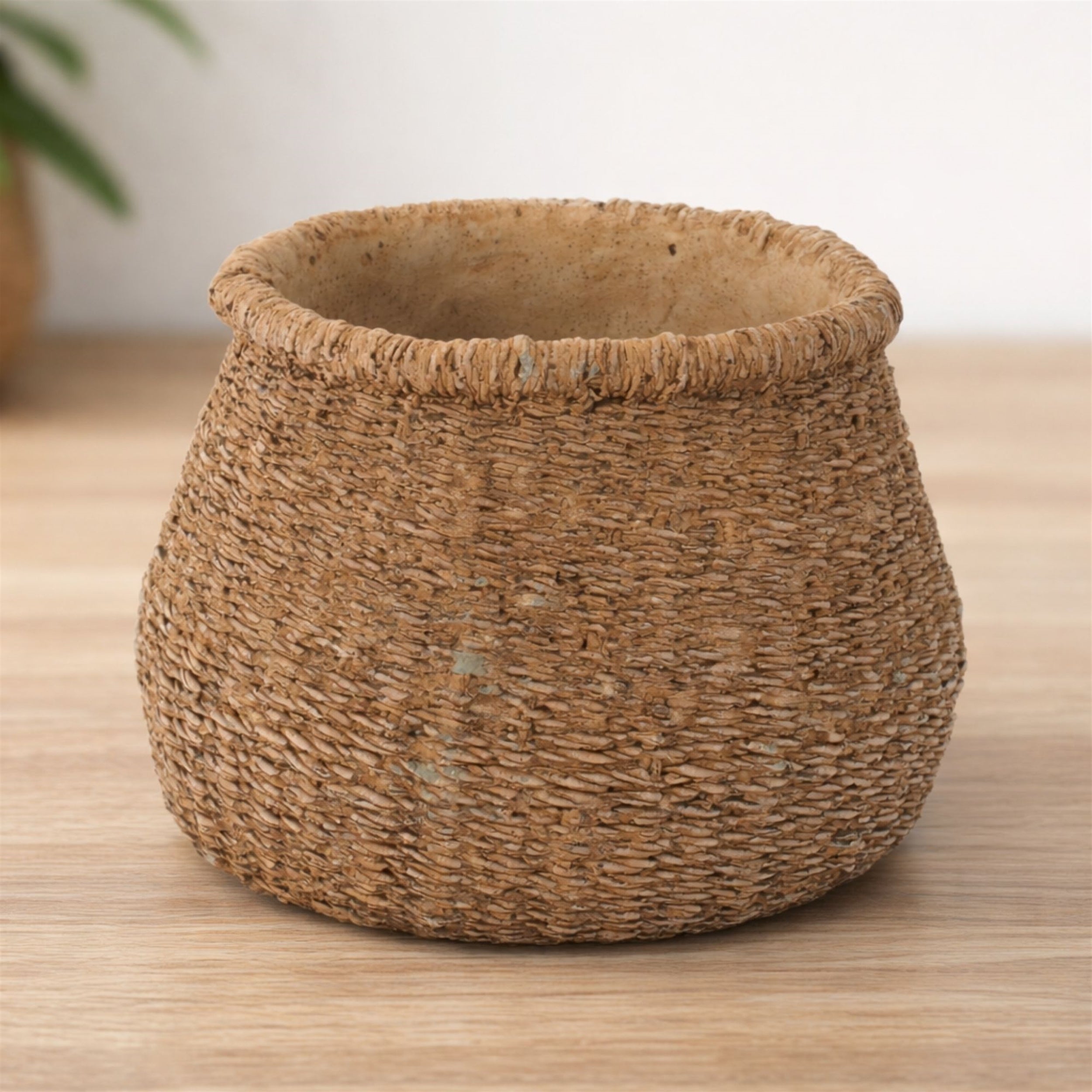 Braided Weave Cement Vase 6"D
