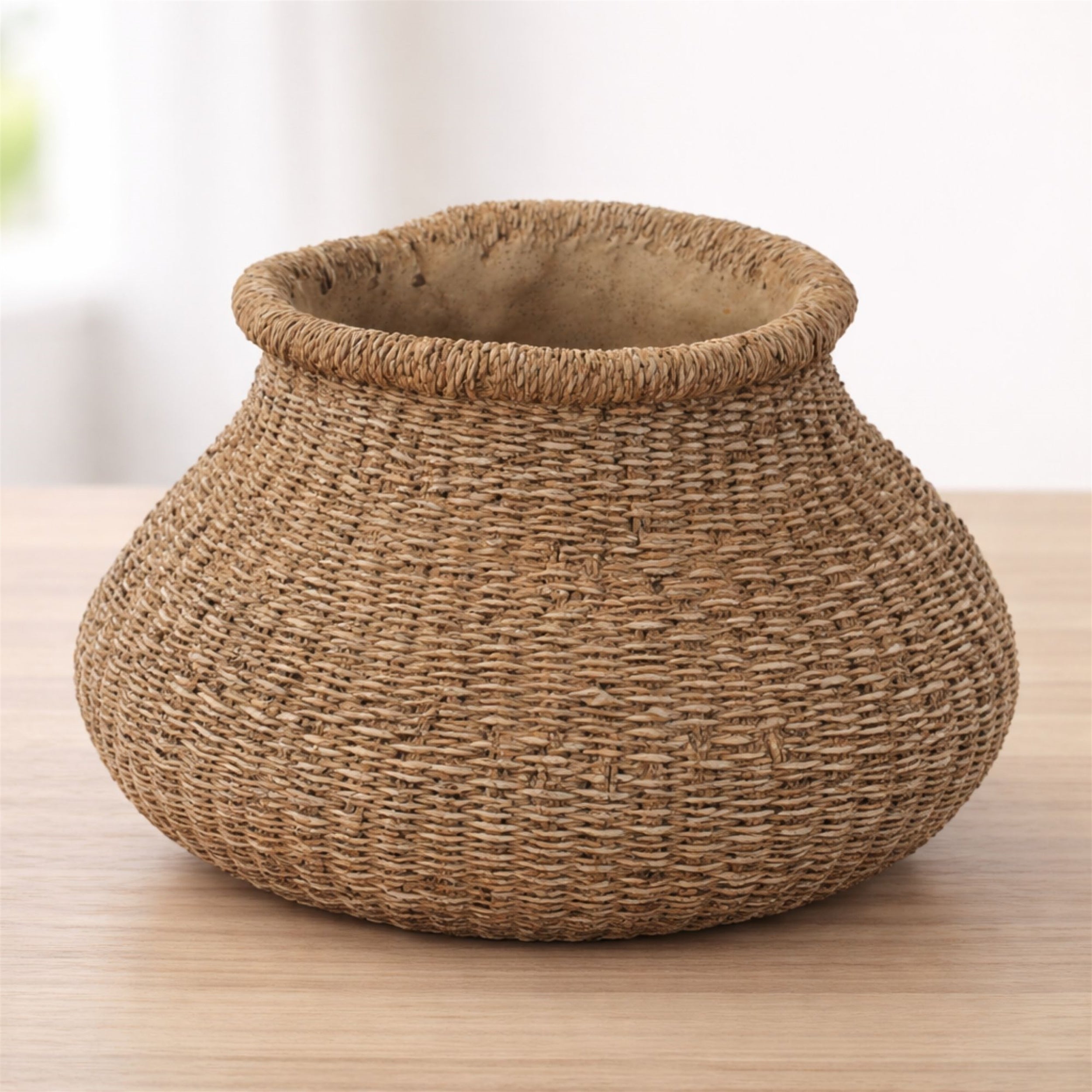 Braided Weave Cement Vase 10"D