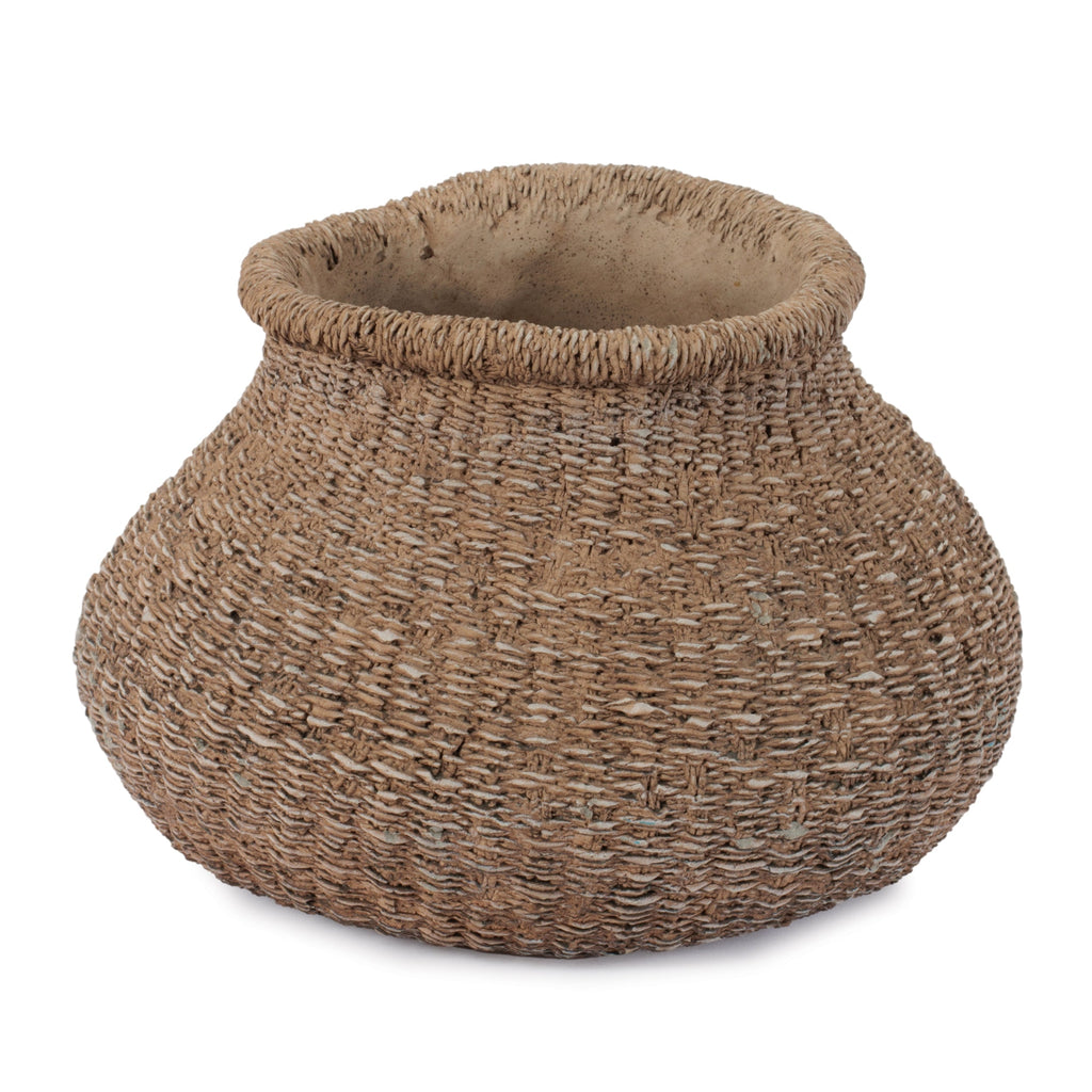 Braided Weave Cement Vase 10"D