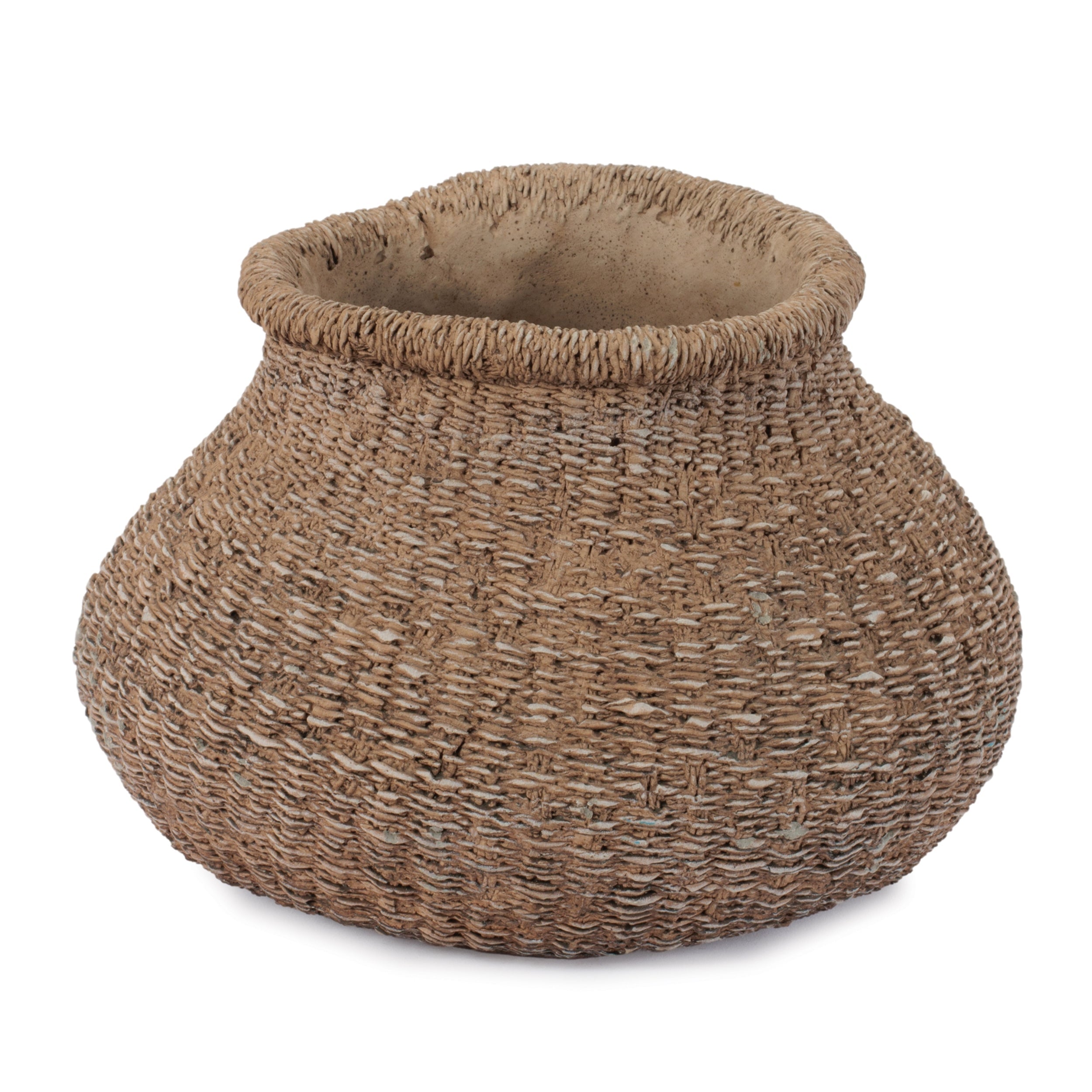Braided Weave Cement Vase 10"D
