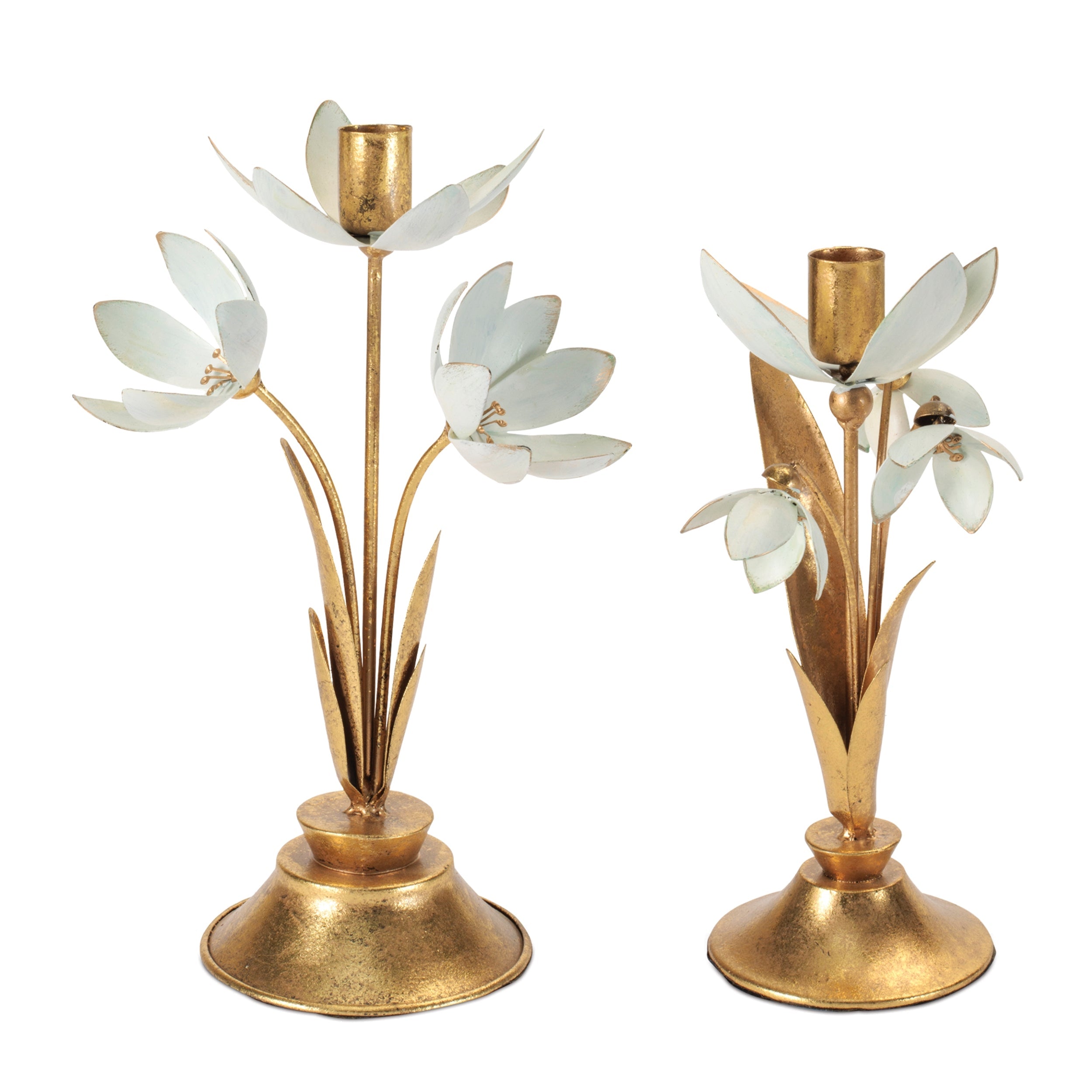 Sculpted Floral Taper Candle Holder (Set of 2)