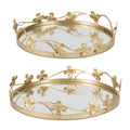 Floral Sculpted Mirror Tray (Set of 2)