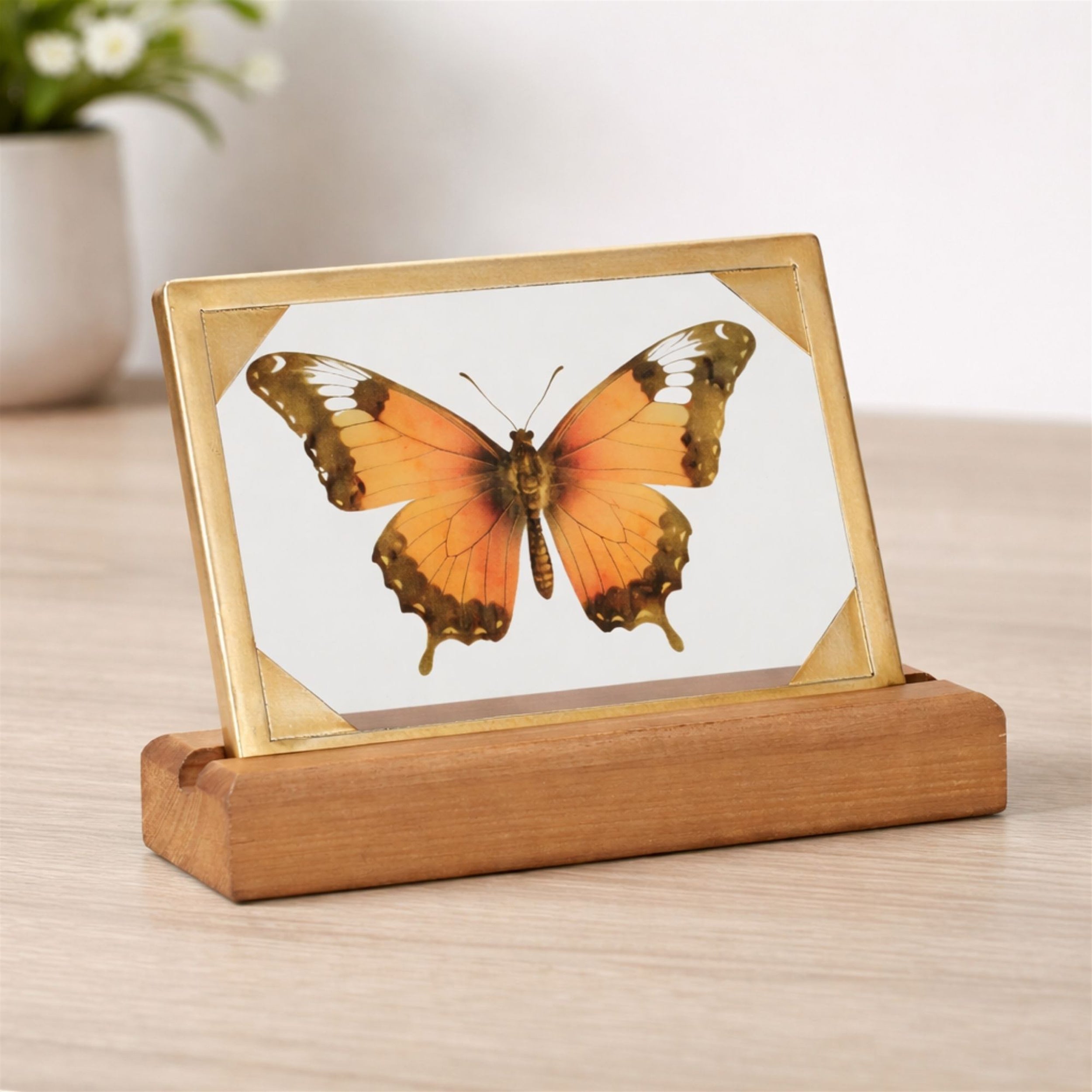 Framed Butterfly Tabletop DŽcor 9"L