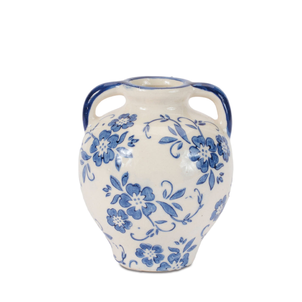 Blue Floral Stoneware Vase (Set of 4)