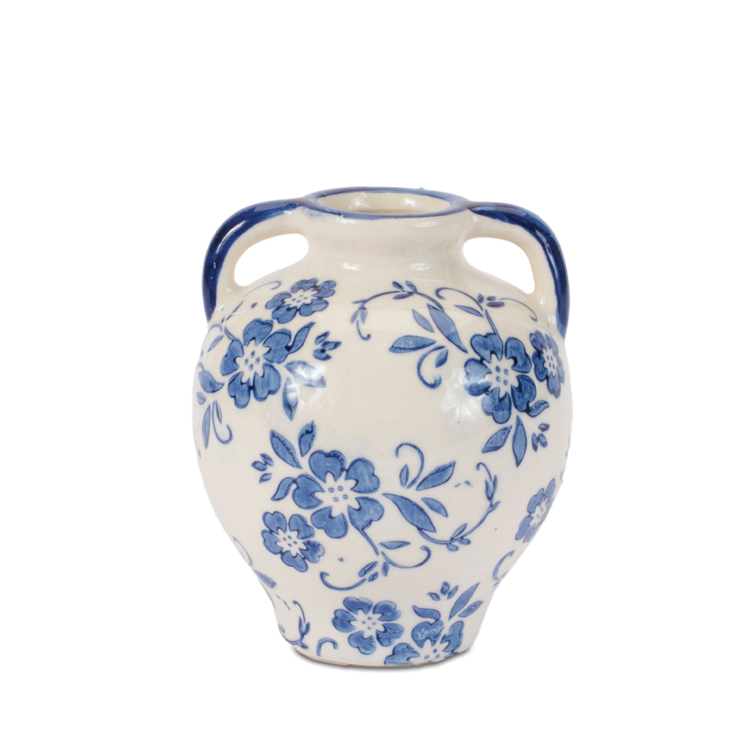 Blue Floral Stoneware Vase (Set of 4)