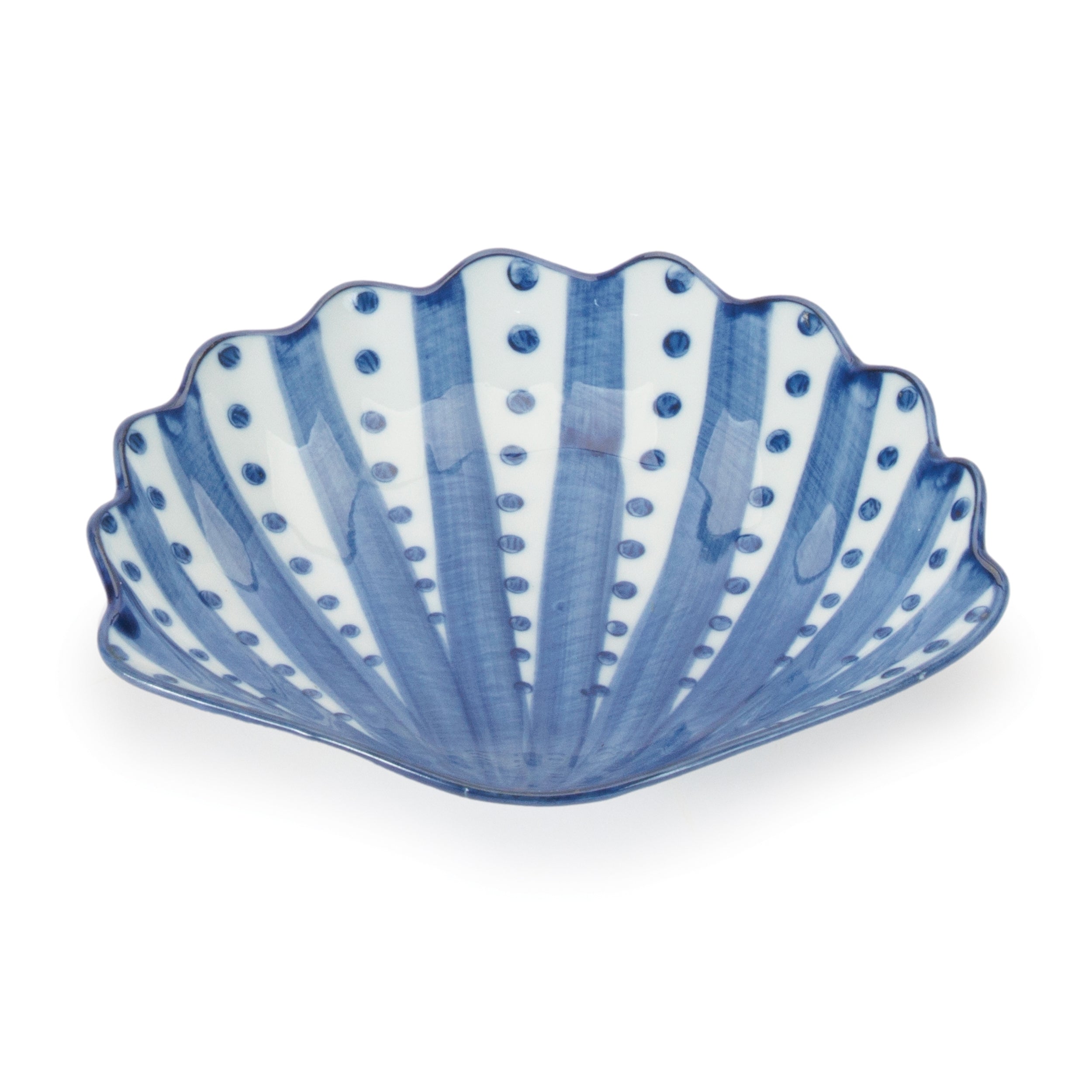 Blue Stripe & Polka Dot Shell Porcelain Plate (Set of 6)
