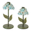 Sculpted Metal Hydrangea Taper Candle Holder (Set of 2)