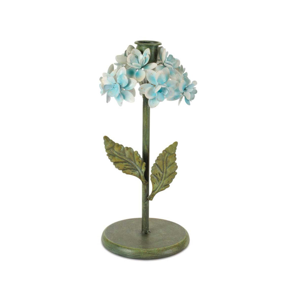 Sculpted Metal Hydrangea Taper Candle Holder (Set of 2)