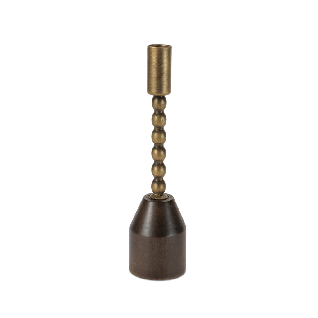 Modern Metal Taper Candle Holder with Birch Base (Set of 3)