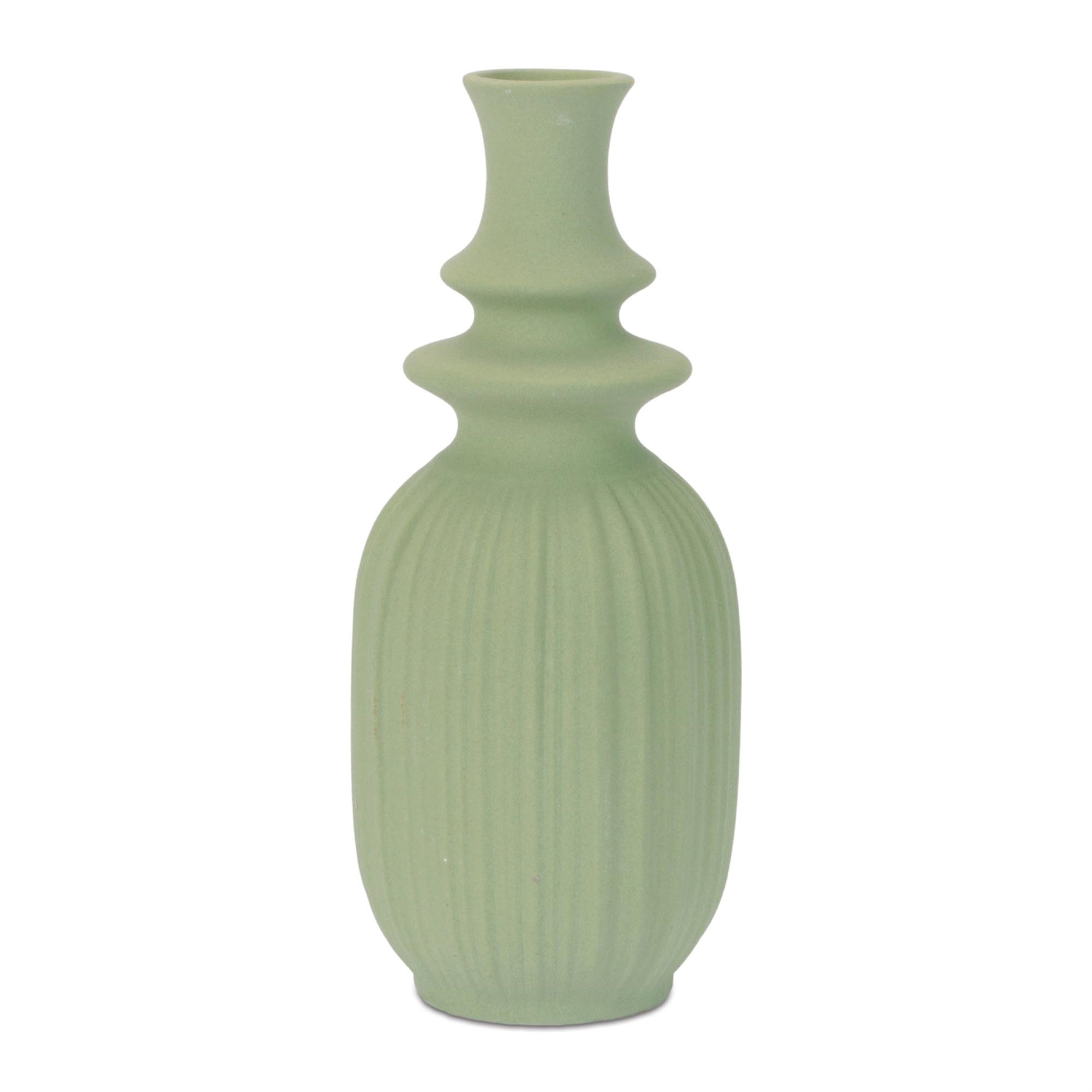 Ribbed Stoneware Bottle Vase (Set of 2)