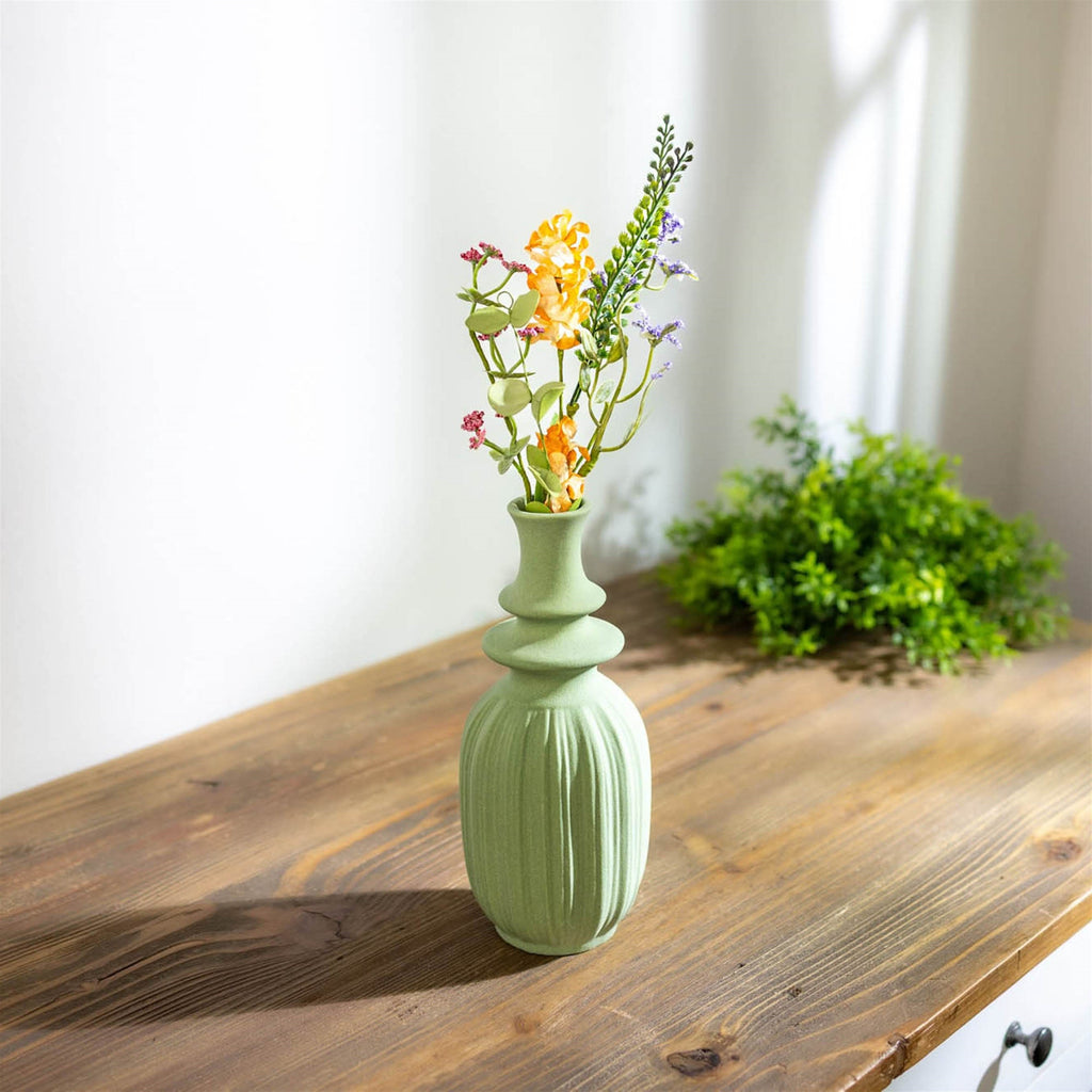 Ribbed Stoneware Bottle Vase (Set of 2)