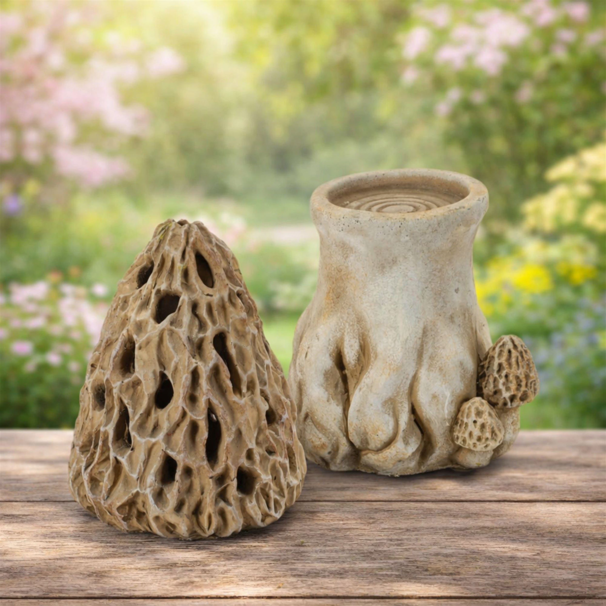 Stone Mushroom Candle Holder 13"H