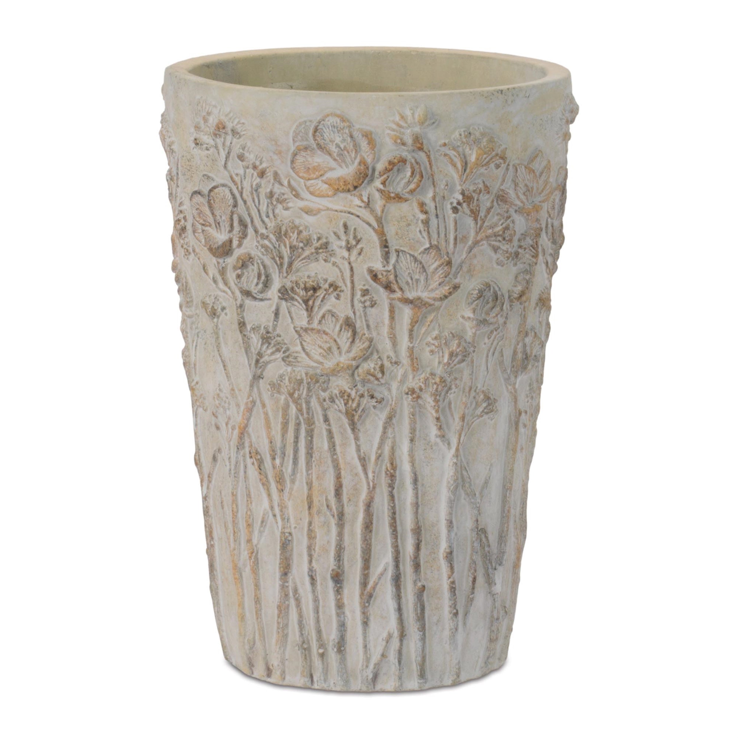 Embossed Wildflower Cement Planter (Set of 2)
