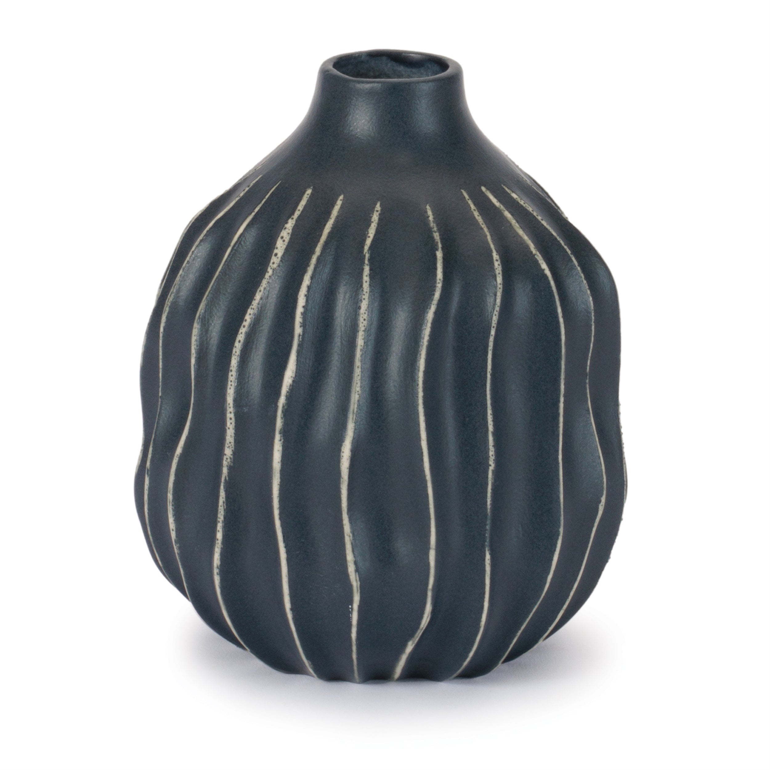 Wavy Ribbed Stoneware Vase (Set of 2)