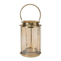 Wavy Amber Glass Lantern 13"H