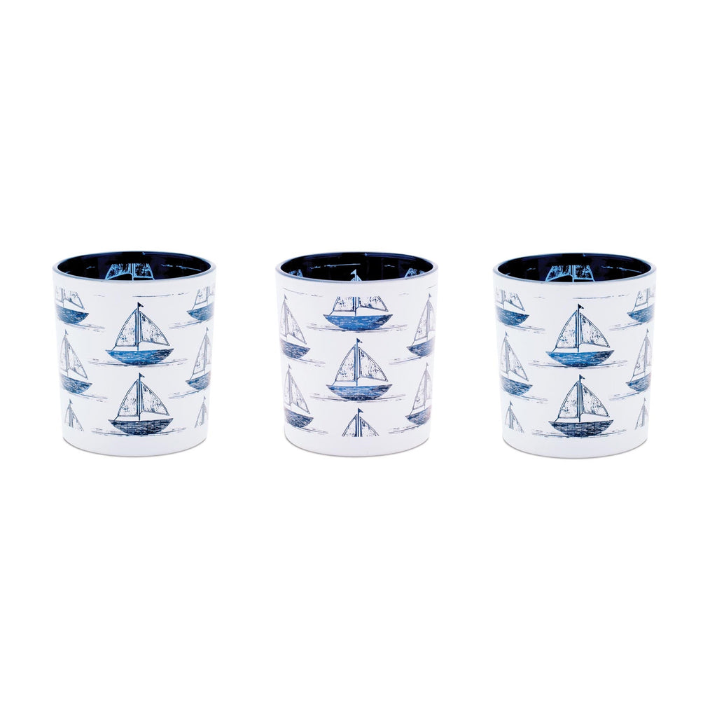 Sailboat Print Votive Holder (Set of 3)