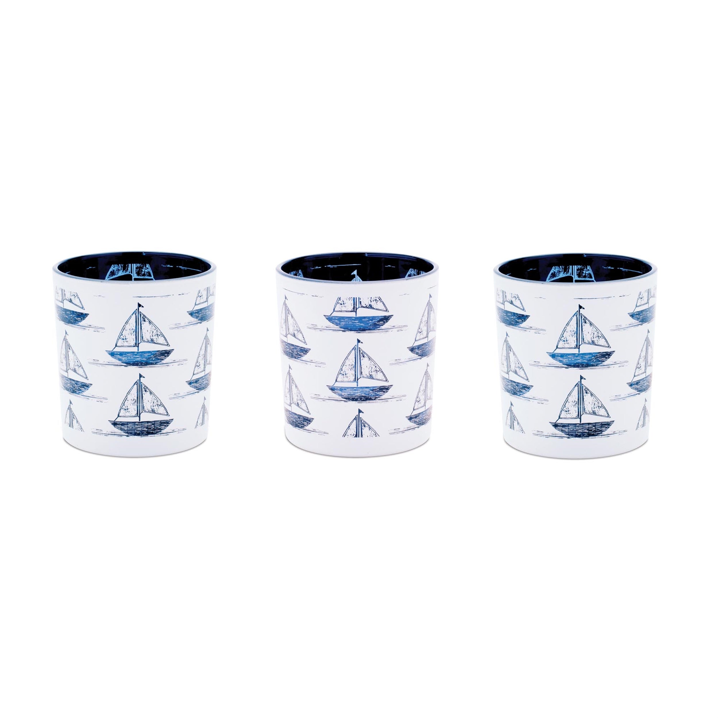 Sailboat Print Votive Holder (Set of 3)