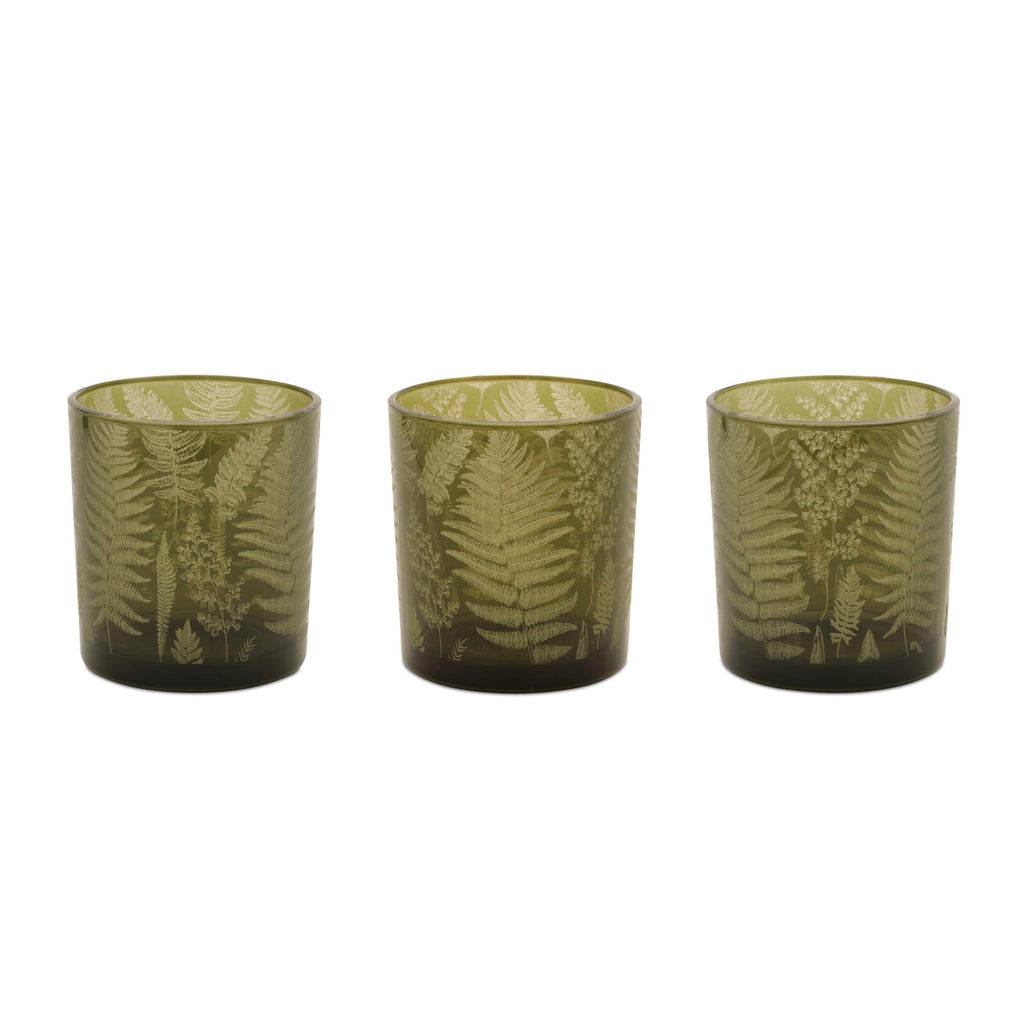 Sage Fern Print Votive Holder (Set of 3)