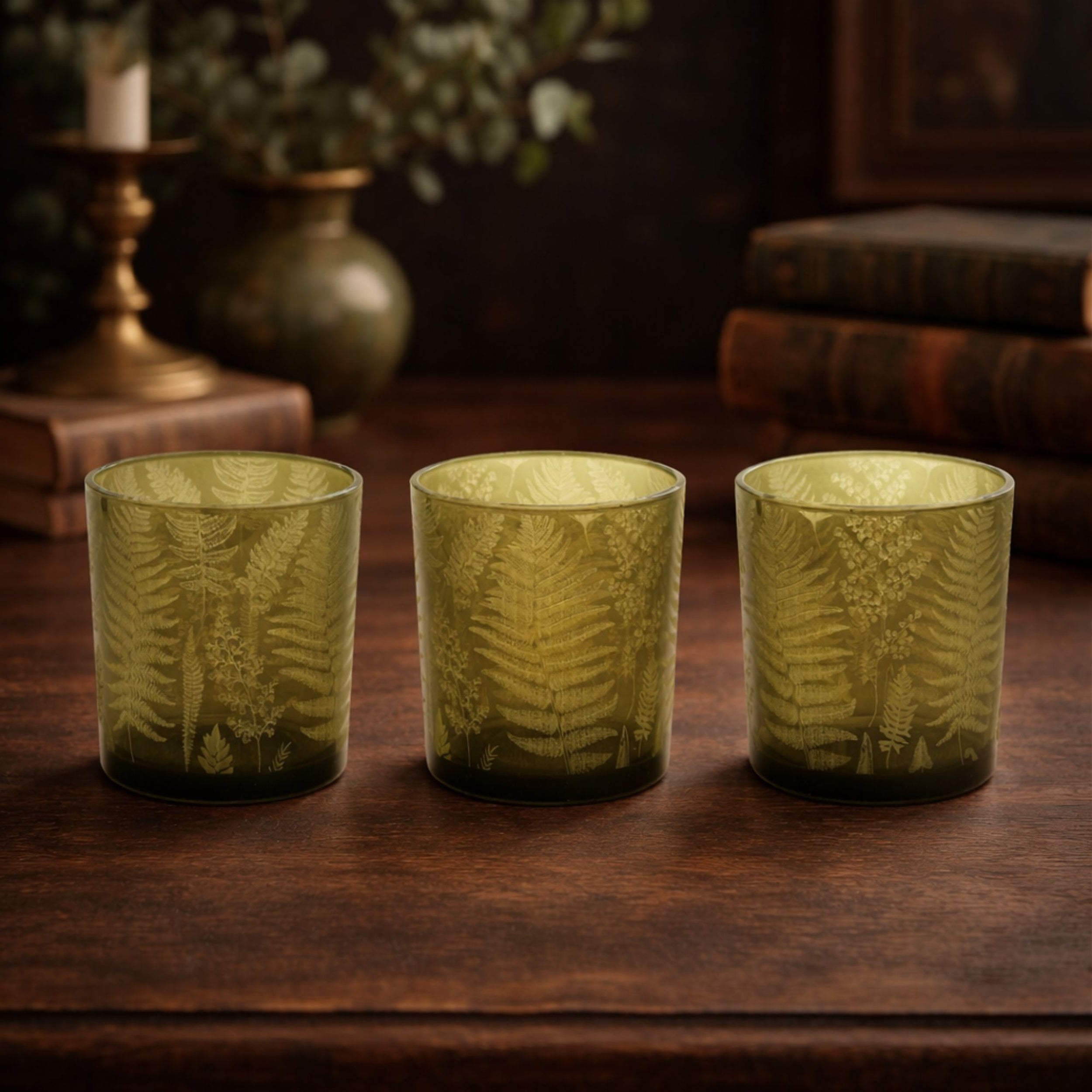 Sage Fern Print Votive Holder (Set of 3)