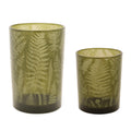 Fern Printed Glass Candle Holder (Set of 2)