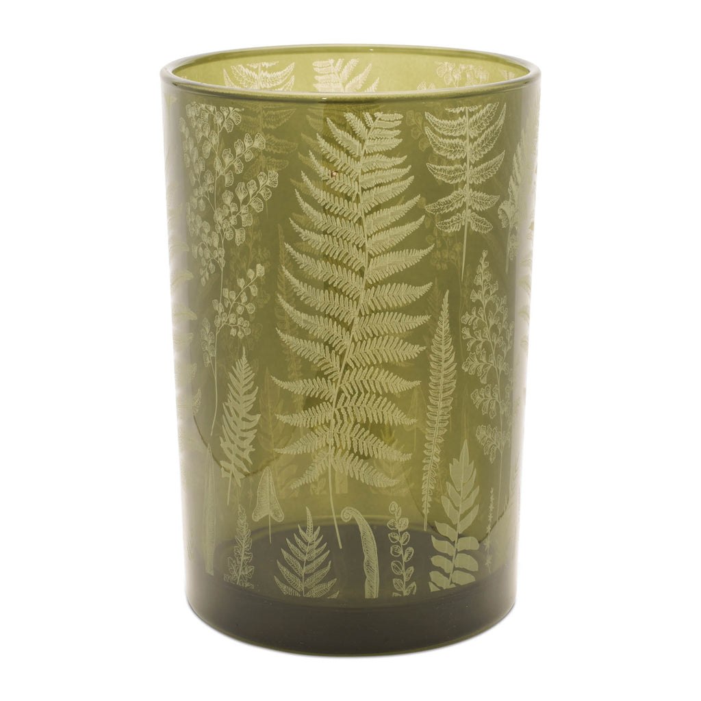 Fern Printed Glass Candle Holder (Set of 2)