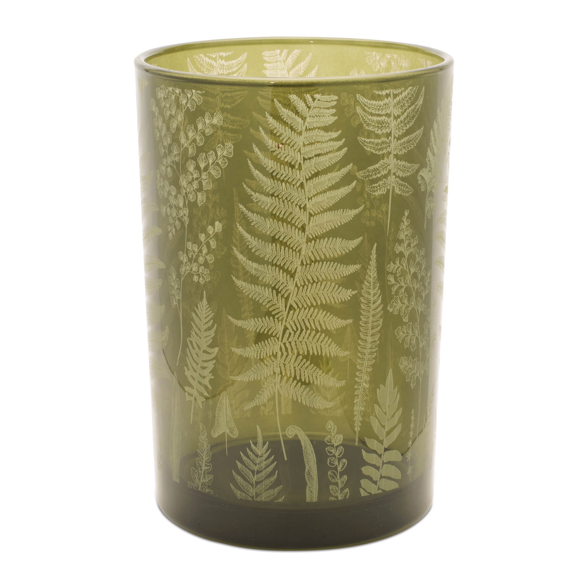 Fern Printed Glass Candle Holder (Set of 2)
