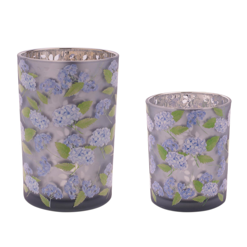 Frosted Hydrangea Print Candle Holder (Set of 2)