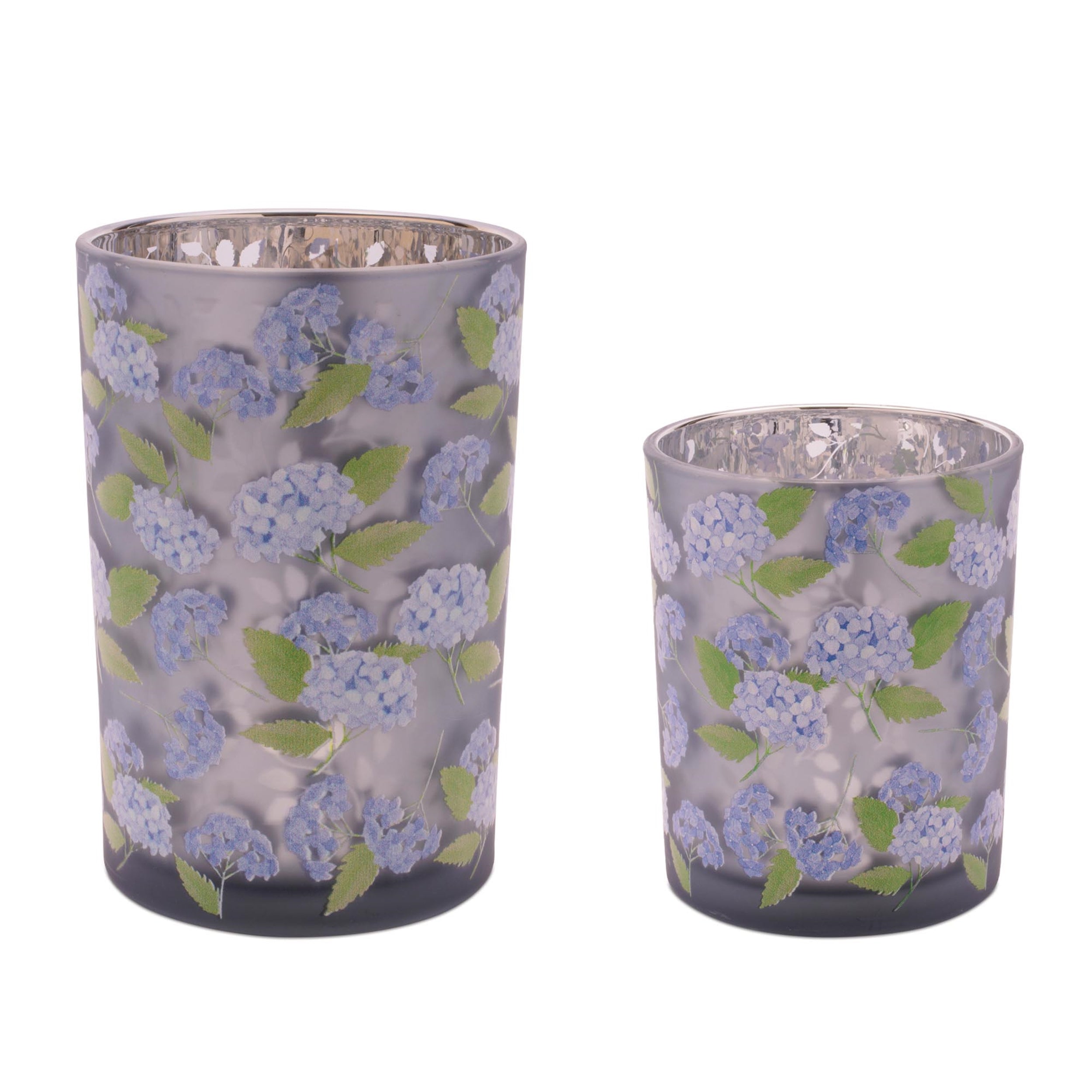 Frosted Hydrangea Print Candle Holder (Set of 2)