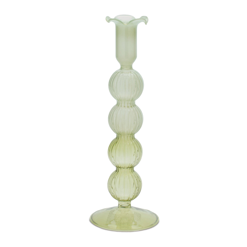 Green Glass Taper Candle Holder (Set of 3)