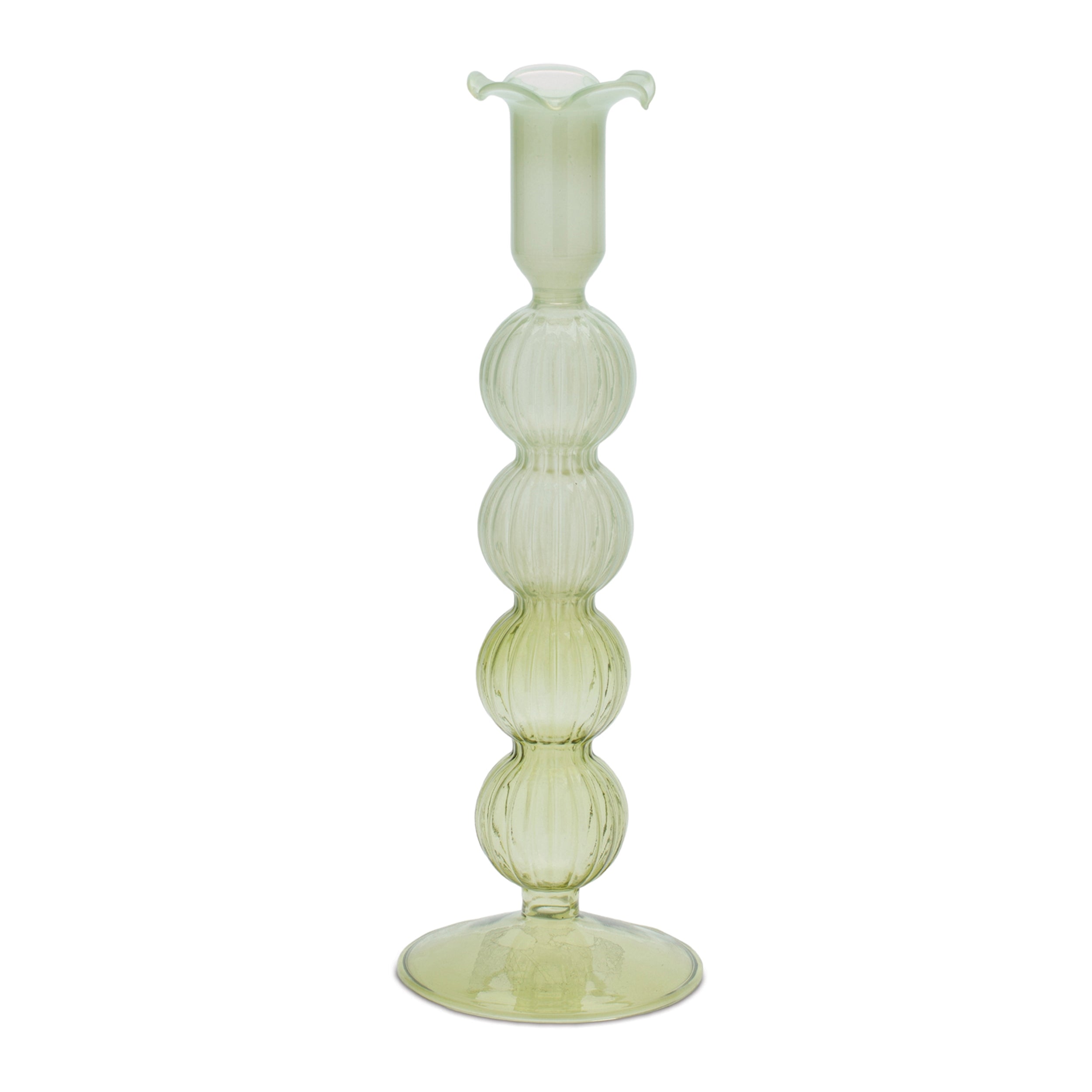 Green Glass Taper Candle Holder (Set of 3)