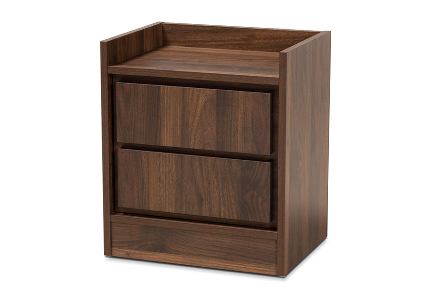 Baxton Studio Hale Modern and Contemporary Walnut Brown Finished Wood 1-Door Nightstand